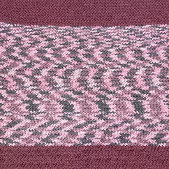 Vintage Crochet Afghan Blanket Pink Patterned 44x68 - Picture 3 of 4